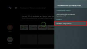 ajustes de fabrica en android tv