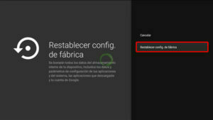 ajustes de fabrica en android tv