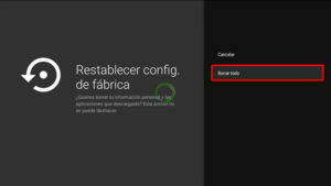 ajustes de fabrica en android tv